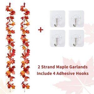 2 Pack Fall Garland Maple Leaf,Hanging Vine Garland Artificial Autumn